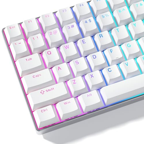 Womier White Keycaps for Mechanical Keyboard, Shine Through Key caps PBT Custom Keycap Doubleshot, Universal Compatiability for 60 75 100 Percent Cherry Gateron MX Switches Keyboard, White
