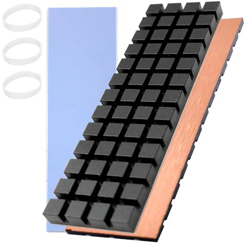 Hodyludy M.2 Kühlkörper 70×20×4mm Kupfer mit Graphen-Beschichtung 2280 SSD | M.2 Kühlkörper reinem Kupfer mit Graphen-Beschichtung mit Wärmeleitpad auf Silikonbasis zur Kühlung von 2280 SSD NVME Laptops