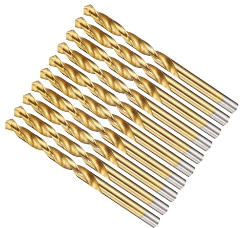 METALLIXITY 6mm Drill Bit (15/64) 4241 High-Speed Steel TiN 118° 10Pcs | Straight Shank Titanium Nitride (TiN) Coated 118° for Wood Plastic Iron Copper Aluminum Low Soft Metal