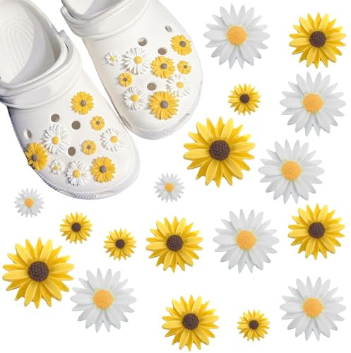 Flores Charms Crocs,18pcs Lindos Zapatos de Margarita Zapatos de Payaso Accesorios Zapatos de Mujer Accesorios