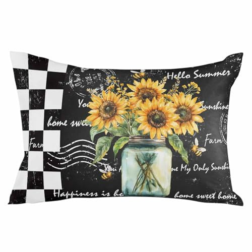 Pillowcase 24x36 Inch - Body Jar Bee Watercolor Flowers Soft Brushed Microfiber Pillow Covers with Hidden Zipper Closure Bed Pillow Shams for Bedroom Sofa Car, 1pcs