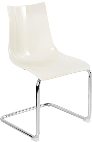 Beliani Conjunto de 2 sillas de Comedor Moderno Asiento Cantilever de plástico Blanco Crema Marshall