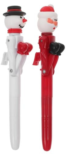 WRITWAA 2pezzi Penne Sfera Boxe Natalizie Penne Sfera Forma e Pupazzo Divertenti e Uniche Per Scolastici e Forniture Per Ufficio