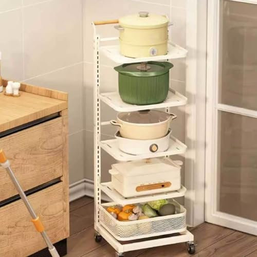 Pan Stand for Gas Hob Pan Storage Organiser Over Microwave Shelf Unit Pan Racks for Kitchen Cupboard,White-5 * 4boards*1basket