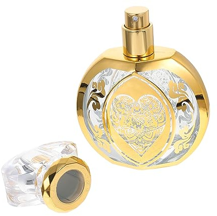 DEARMAMY Flacone di Profumo Ricaricabile e Tappo a Forma di Diamante Spruzzatore Portatile in Vetro da 50ml Sigillatura Ermetica in Stile Vintage Oro per Viaggi e Ogni Occasione
