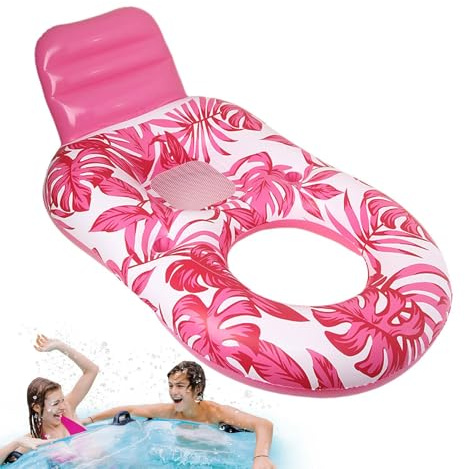 Lettino galleggiante per piscina, lettino gonfiabile ad acqua, comodo lettino con poggiatesta per rilassarsi a bordo piscina e prendere il sole all'aperto, galleggiante leggero per lake resort