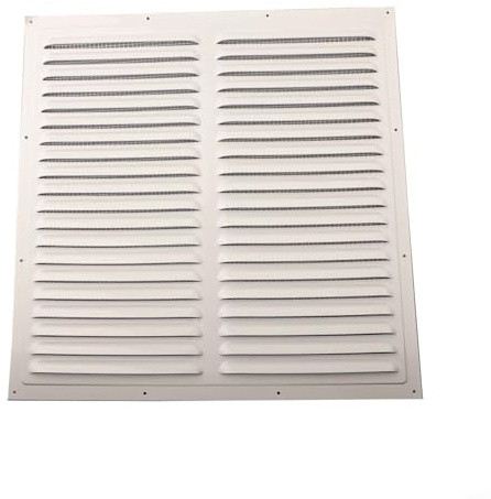 EffiFish Cubierta de ventilación de metal de aluminio, rejilla cuadrada de ventilación de aire Soffit, con malla protectora para baño, cocina, pared, techo, conducto de apertura (400 x 400 mm)