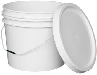M1SS 16L White Plastic Bucket with Lid & Metal Handle – Heavy Duty Storage Pail for Cleaning, Gardening, Food & DIY Use