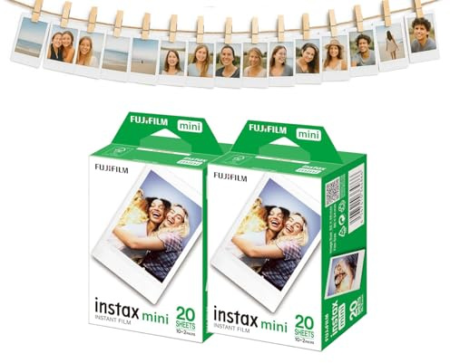 Fujifilm Instax Mini Sofortbildfilm 3x20 (60 Fotos) + Aufhänge-Set mit Klammern & Leine - MALUI Bundle