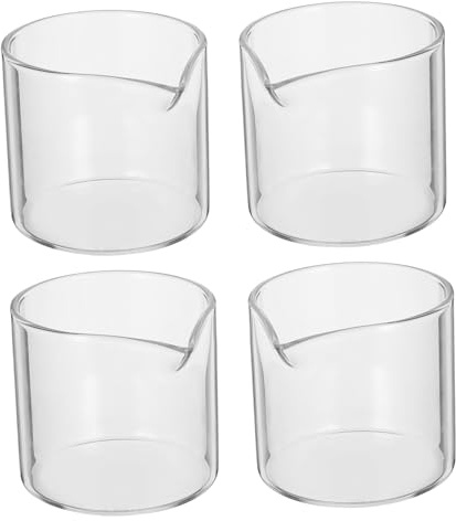 LOLIPPYY 4 piezas Jarra Pequeña de Vidrio Transparente para Leche y Espresso de Unidades con Creativo para Café Bares y Restaurantes