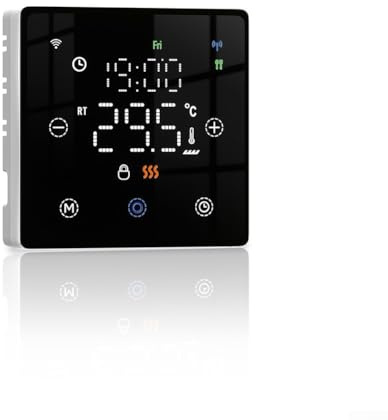 ZMdooreasy Termostato WiFi que funciona con pilas para caldera de gas o calefacción por suelo, programación semanal programable, aplicación y control de voz (negro)