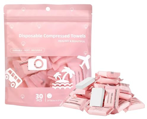 Asciugamani Compressi Per Il Viso Tessuto Assorbente 30 Pezzi | Panni Detergenti Compressi In Forma Di Compresse Per Spa Bagno Spiaggia Hotel Palestra Trucco Bellezza Doccia