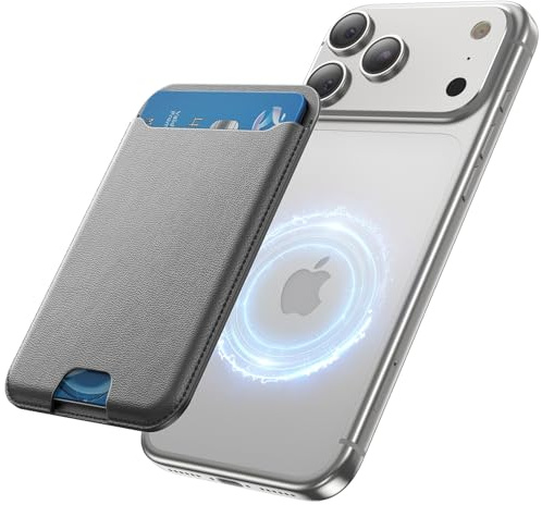 TWZKG for MagSafe Wallet, 3 Cards Holder, Slim Magnetic Phone Wallet for iPhone 17/16/15/14/13/12 Pro Max Plus Air Series,RFID Blocking Vegan Leather,Titanium Grey
