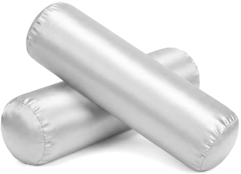 Guduling 2 Pack Cervical Pillow Case Cover,18x6 in Bolster Pillow Covers, Neck Roll Cylinder Pillows Cover,for Hair & Skin, Breathable Silky Pillowcases Satin Pillows Case for Cervical
