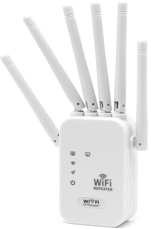 VZIKLER WiFi Booster Range Extender, 2.4GHz WiFi Signal Amplifier, 6 Antennas WIFI Signal Booster Repeater with Ethernet Port, Wireless Internet Booster