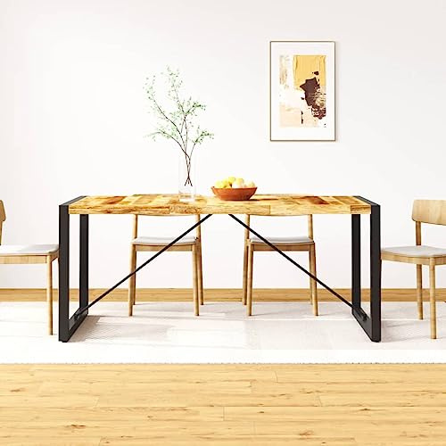 toolkix Matbord, massivt mangoträ, 180 cm med stålram, köksbord, matbord, trä, metallram, industriell rustik design för matplats, vardagsrum