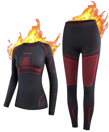 NOOYME Thermounterwäsche Damen Atmungsaktiv Thermowäsche Set Funktionswäsche Anti-bakteriell und Flexibel Skiunterwäsche Warme Unterwäsche für zu Hause und Sport im Herbst Winter