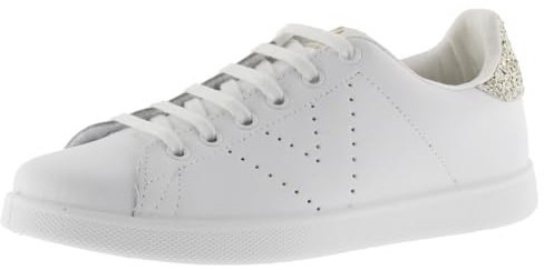 victoria Zapatillas Tenis Piel & Trasera Glitter & Logotipo Perforado 1125104 para Mujer Cava 41
