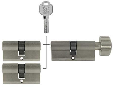 3x Schließzylinder gleichschließend (2x Profilzylinder 70 mm 35/35 + 1x Knaufzylinder 80 mm 40/40) mit Not- und Gefahrenfunktion inkl. 10 Schlüssel