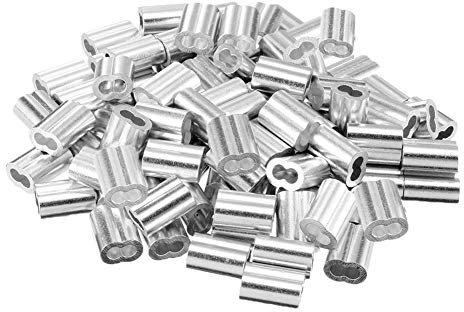 Cretty-Meet 100pcs Aluminium Crimp Loop for 1.5 mm Wire Rope and Cable