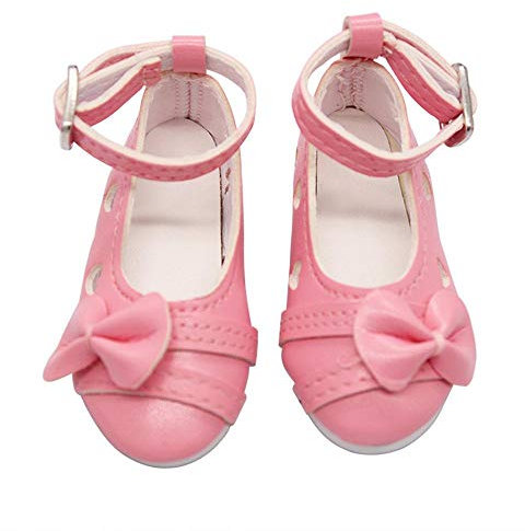 Aeromdale Puppenschuhe Bowknot Schuhe mit Absatz für 60 cm Puppen BJD Puppen Zubehör Spielzeug – Rosa – 1 Paar