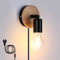 Lightsjoy Aplique de Pared E27 Apliques con Cable Enchufe e Interruptor Interior Industrial Madera Lámpara de pared Adecuado para dormitorios, pasillos, salas de estar, cocinas(No Incluye Bombilla)