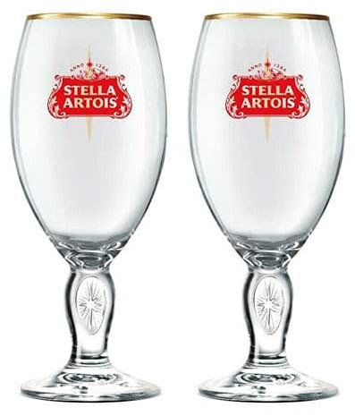 2 x Stella Artois Half Pint Glass, Star Design, Red Logo, Special Edition, Enamel Nucleated