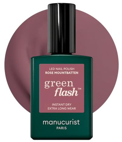 Manucurist Green Flash Smalto Rosa Taupe Rose Mountbatten | Smalto Gel Unghie UV & LED - 12-Free, Bio-Based 84% - Manicure Professionale - 15 ml