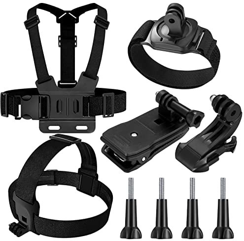 Kit Gopro 9 in 1 Imbracatura Pettorale, Attacco Imbracatura Fascia per Testa, Zaino con Montaggio a Clip Rapido, compatibile con Gopro Hero 9 8 7 6 5, Xiaomi Yi, SJCAM, Insta360
