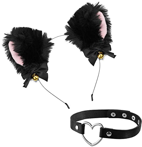 Balinco Katzenohren Haarreif, Cosplay Zubehör, Katzen Kostüm Damen, Anime Accessoires, Kätzchen Ohren, Tier Haarreif mit Ohren, Kawaii, Manga Style