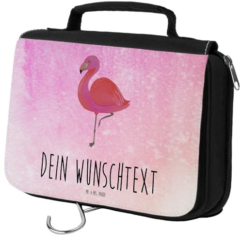 Mr. & Mrs. Panda Personalisierter Kulturbeutel Flamingo Classic - Personalisierte Geschenke, Mit Initialen, Rosa, Prächtig, Spruch, Ich, Selbst Gestalten, Namen, Kosmetiktasche, Sohn, Freundin