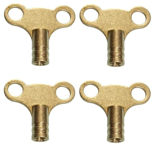 hep® Brass Radiator Bleed Key Radiator Air Vent Valve Keys Heavy Duty Clock Type Easy Thumb Trun Keys (Brass Key (Pack of 4))