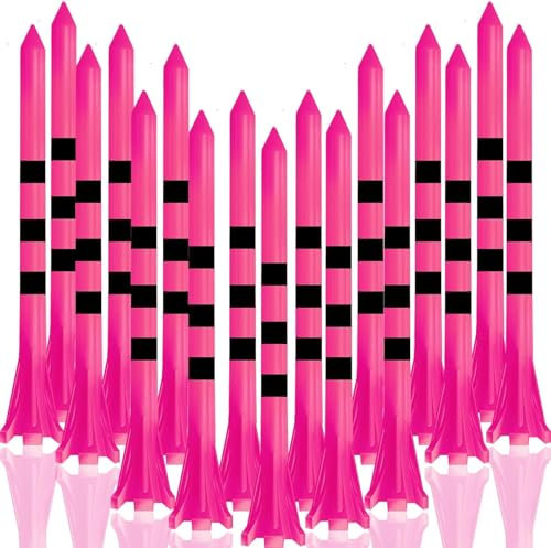 LOVMEAD Golf Tees Kunststoff Unbreakable Lange Kurze 60 Stück, Golf Tee 3 1/4 2 3/4 1 1/2 Inch Flat Stark Dauerhaft für Eisen Schüsse Reduzieren Reibung (Rosa, 70mm)