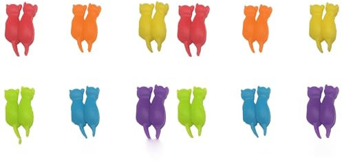 LUNCHS Katzen Form Glasmarkierer, Glas Markierung Trinkgläser Abwaschbar Geburtstag Party, Weihnachten Glasmarker (Color : Cute kitten, Size : A12PCS)