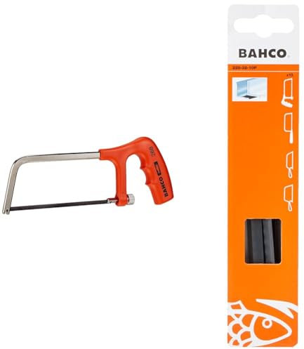 Bahco 268 Mini Hacksaw, 150mm Blade, Red & 228-32-10P Junior Hacksaw Blade, 32TPI, 150mm, Pack of 10