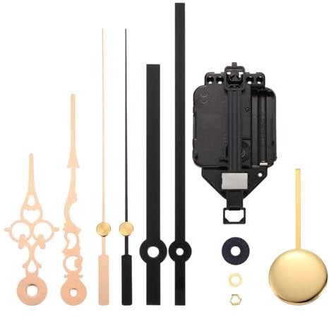 perfk Reparaturteil für Pendeluhrwerke, DIY-Teil, mit 2 Paar Zeigerersatz, Pendelwanduhrmechanismus für Metallwanduhren, Schaft 13mm