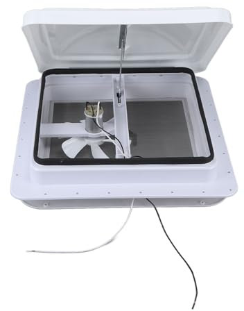 KIMISS Évent de Toit pour Camping-car de 14 Pouces avec Ventilateur Réversible et Matériau ABS pour Ventilation de Remorque, évent de Toit, Dispositif de Ventilation pour Camping-car