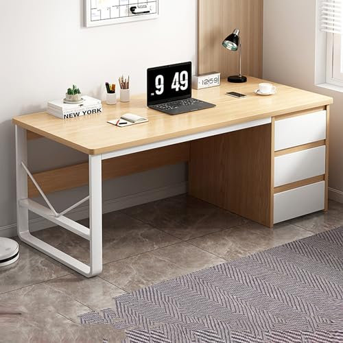 Großer Stehpult, L-förmig, Holzschreibtisch mit Stauraum und Schubladen, moderner Home-Office-Schreibtisch mit geräumiger Schreibtischplatte perfekt zum Lernen, A