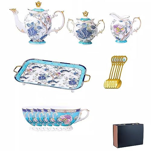 DDKYHU Service à thé, Service à thé, Service à thé, Service à thé en Porcelaine Anglaise, Coffret Cadeau, Tasse à café et Soucoupe européennes pour la Maison