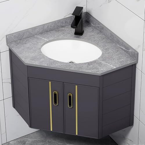 Lavandino angolare per bagno Lavandino angolare per bagno a parete Mobiletto angolare per bagno piccolo Mobiletto con lavabo Mobiletto sospeso Mobiletto per bagno con profondità ridotta Lavamani da ba