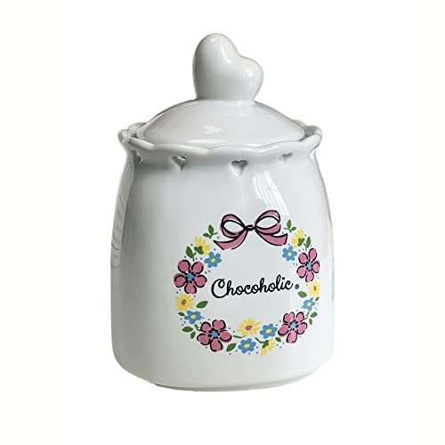 Vaso per la conservazione dell'aglio， Vaso for aglio sigillato a forma di cuore scavato sul bordo Coperchio Barattolo for condimenti Barattolo for conservare cipolla e zenzero Custode dell'aglio(Flowe