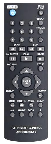 AKB33659510 Telecomando di ricambio per lettore DVD LG DVX480 DVX340 DVX350 DVX352 DVX380 DVX390 DVX382 DVX482 DVX490 DVX492 DVX550 DVX640 DVX642 DP122 DP520, DP522, DP930, DP932, DVX440, DVX452,