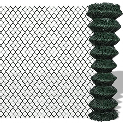 Tidyard Clôture à mailles losangées Acier 1,5x25 m Vert Clôture de Jardin Décorative Protection pour Plantes, Extérieur, Cour Arrière