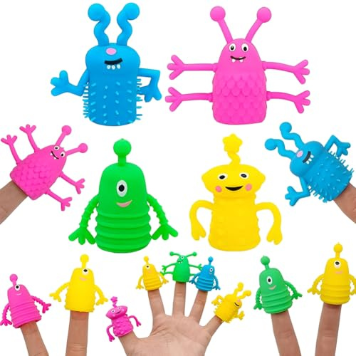 CRTLNYH Monster Finger, 20 Stück Fingerpuppe Monster,Finger Monster Silikon,Monster Fingerpuppen,Geeignet für Halloween, Cosplay-Party, Osterparty, Zufällige Farbe-Ausdehnbar