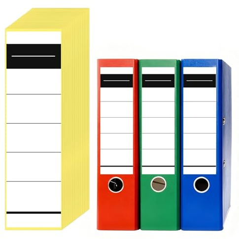 50 etichette autoadesive per raccoglitori, etichette bianche per cartelle con dorso, 19 x 5,4 cm, etichette scrivibili