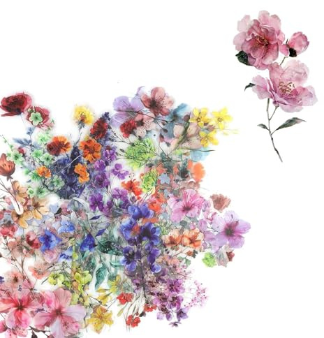 txuzong 200 Stück Set Vintage Blumen Aufkleber - Retro Blumensticker für | Scrapbooking, Tagebücher, Handyhüllen & DIY Bastelprojekte - Bunte Sticker-Sammlung für Kreativität & Dekoration