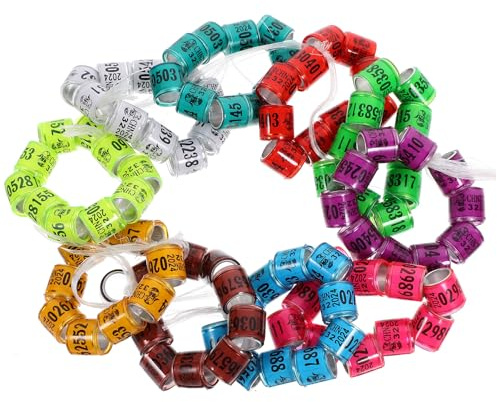 BCOATH 100 Pezzi Anelli per Zampe di Piccione Colorati, Fascette Identificative per Uccelli e Pollame, Accessori per Marcatura Piccioni Viaggiatori e Avicoli, Uso Facile e