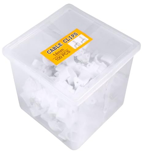 HONMEET Abrazaderas de Pvc 14 Mm Clavos de Acero, Clip para Cable Eléctrico 100 Unidades, Soporte Fijo de Pared Resistente para Tubo Pex y Gestión de Cables Eléctricos en Instalación