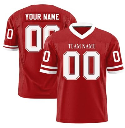 Personalisiertes American Football Trikot Mit Name Und Nummer | Atmungsaktives Oversize T-Shirt Jersey Für Herren Damen Kinder | Custom Fußball Uniform, Größen S bis 7XL