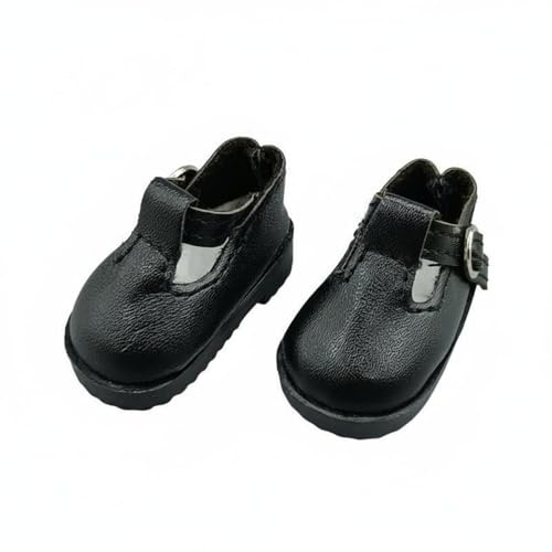MotiveTech bjd Puppenschuhe niedriger Absatz 30 cm Puppenschuhe handgefertigt Gelenkpuppen Schuhe für Mädchen, Puppensammler , Schwarzer Zungenriemen